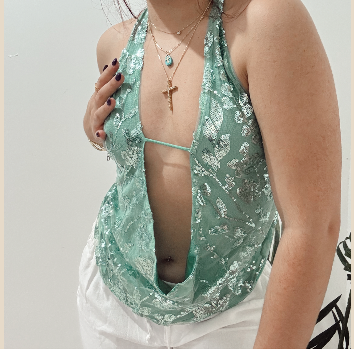 GLITTER AQUA TOP