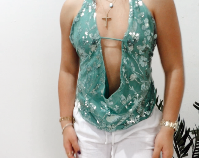 GLITTER AQUA TOP