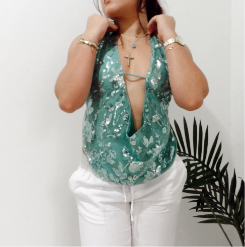 GLITTER AQUA TOP
