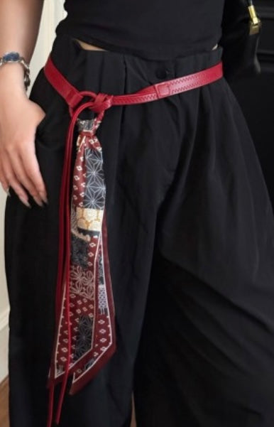 PRINT SCARF BELT LEATHER